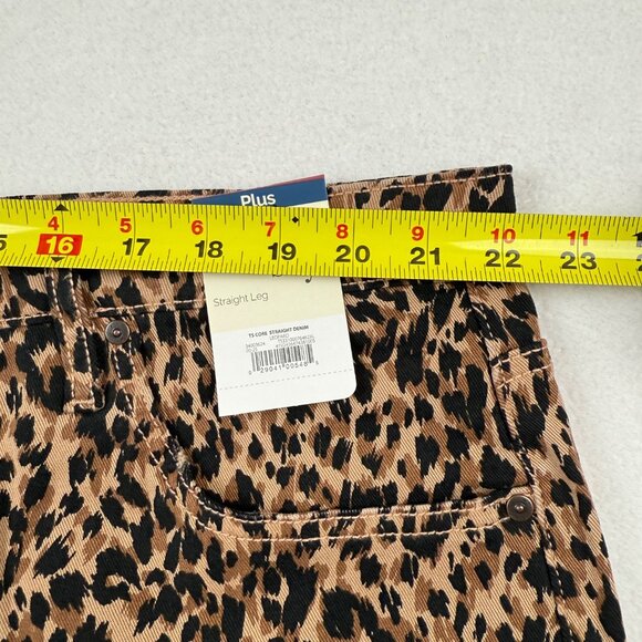 Terra & Sky Womens Straight Stretch Brown Black Leopard Denim Jeans Plus 22W NWT - Picture 7 of 10